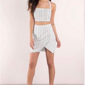 ELLIE GREY MULTI STRIPED CROP TOP & SKIRT SET